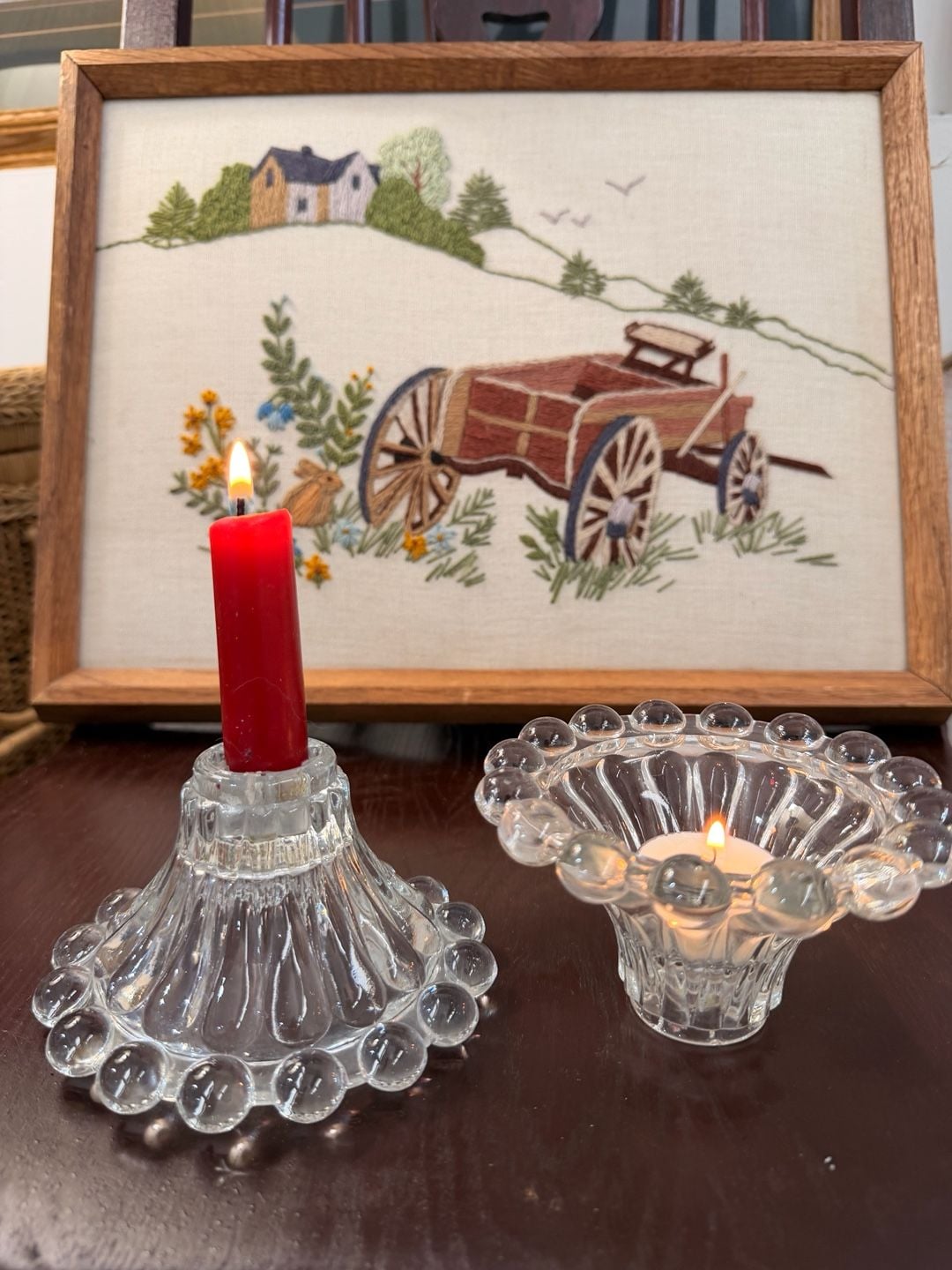 Vintage MCM Classy Glass Boopie Candlestick Tea light Holders Anchor Hocking  10