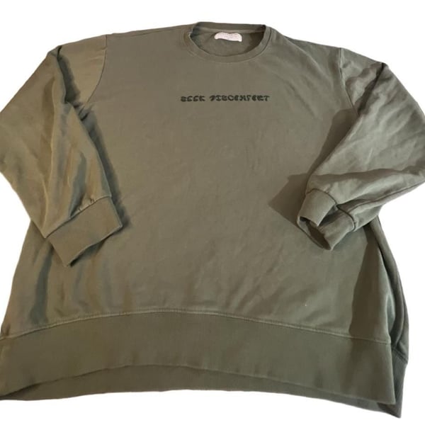 Seek Discomfort Sweatshirt Size XL Green Organic Cotton Crew Neck