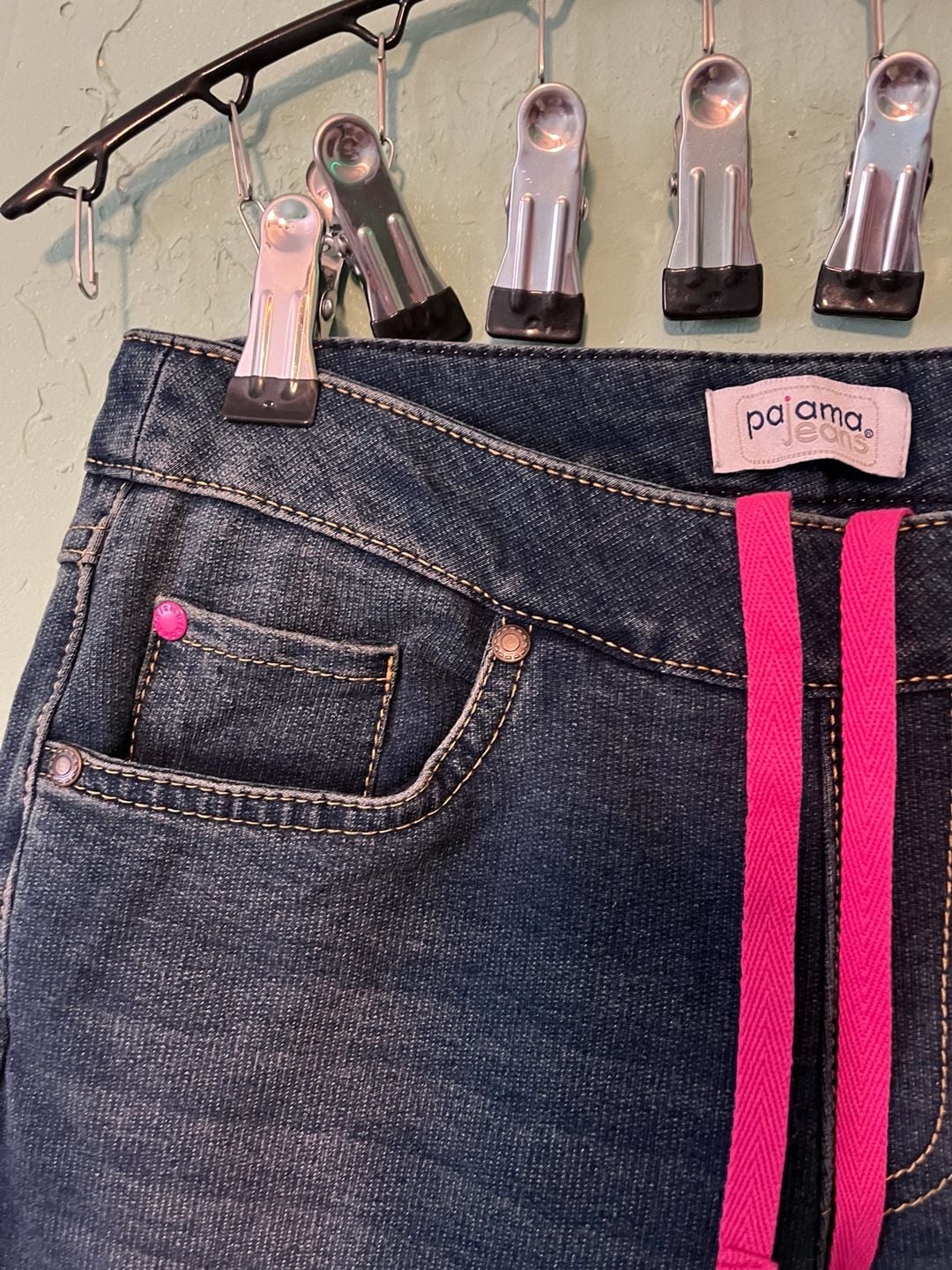 PajamaJeans Drawstring Denim Pants Size XXS Blue 4