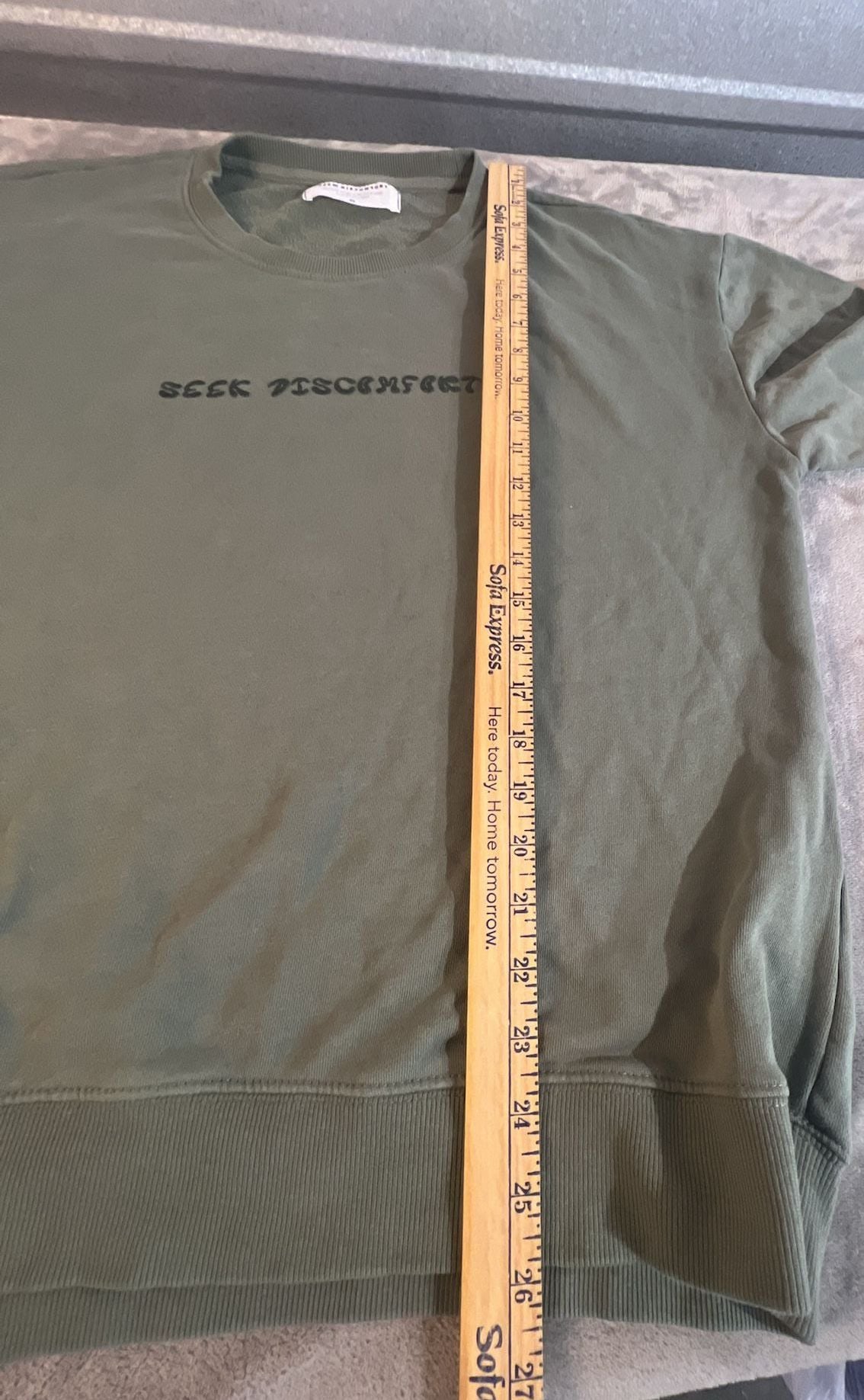 Seek Discomfort Sweatshirt Size XL Green Organic Cotton Crew Neck 8