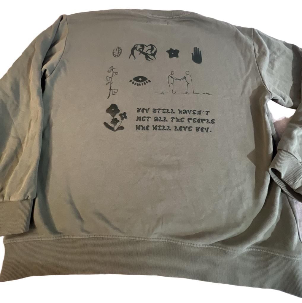 Seek Discomfort Sweatshirt Size XL Green Organic Cotton Crew Neck 9