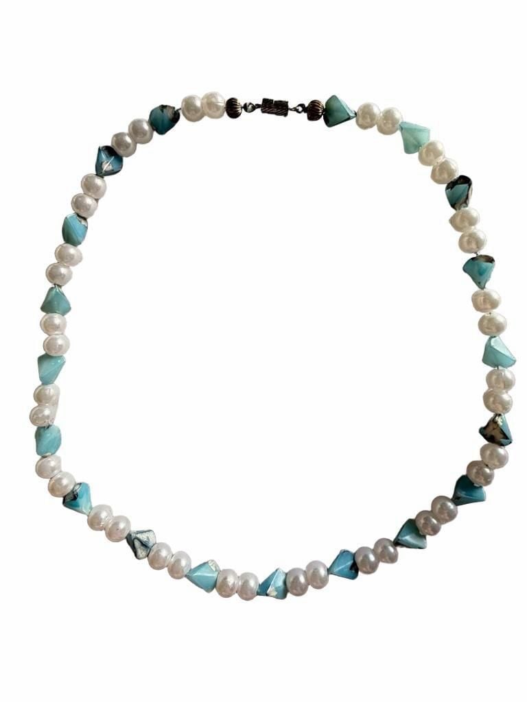 Unbranded Beaded Necklace Blue And White Pearl Style 2