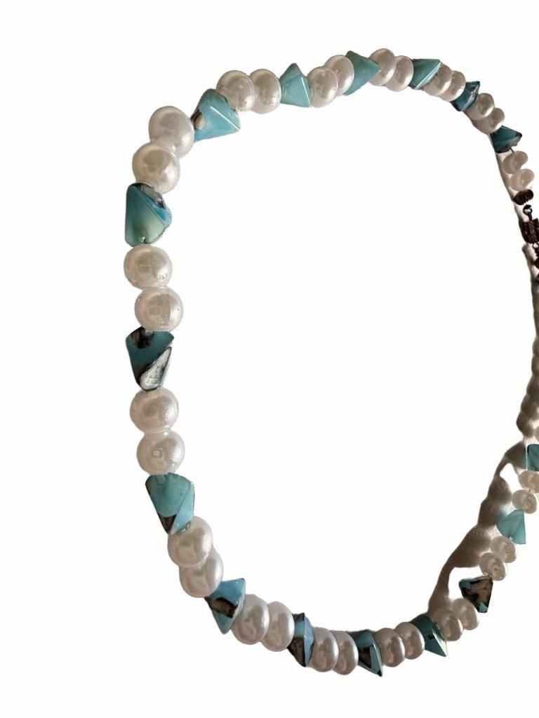 Unbranded Beaded Necklace Blue And White Pearl Style 4