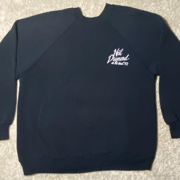 Vintage Neil Diamond On The Road 92 Tour Sweatshirt Tultex Large Black Crewneck