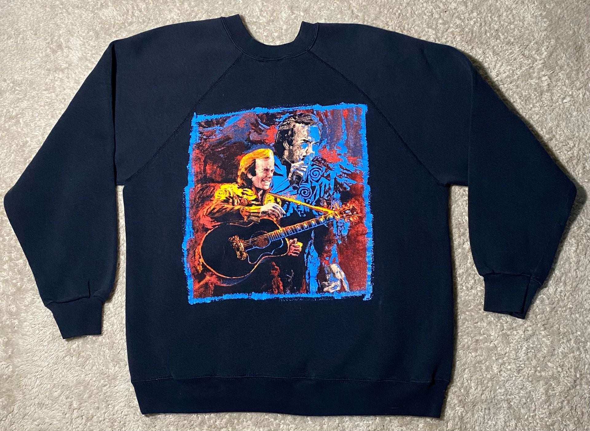 Vintage Neil Diamond On The Road 92 Tour Sweatshirt Tultex Large Black Crewneck 3