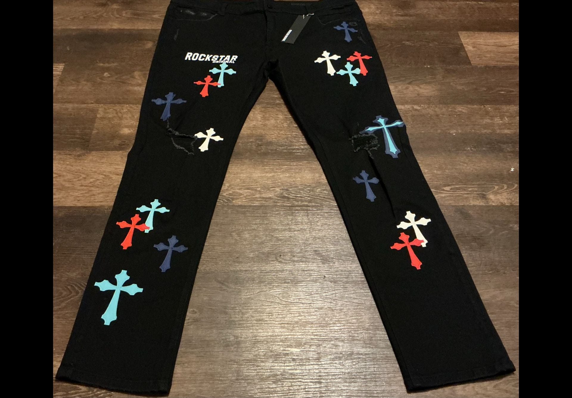 Rockstar Original Brody Multicolor Cross Patchwork Black Jeans 3