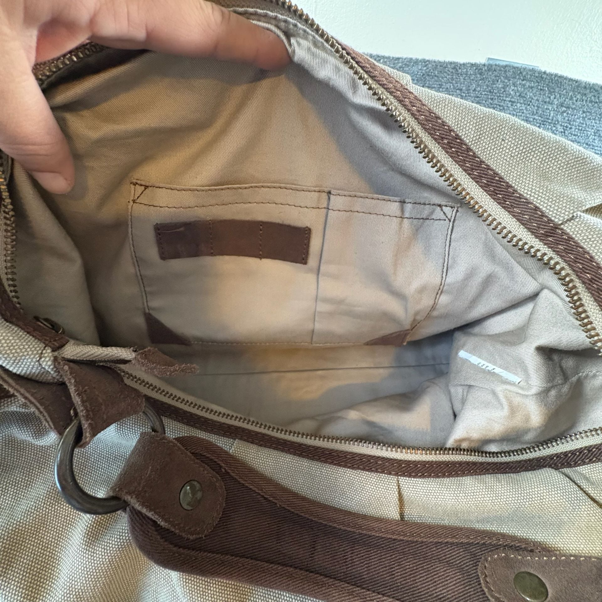Gap Classic Canvas Brown Suede Shoulder Hobo Bag 8
