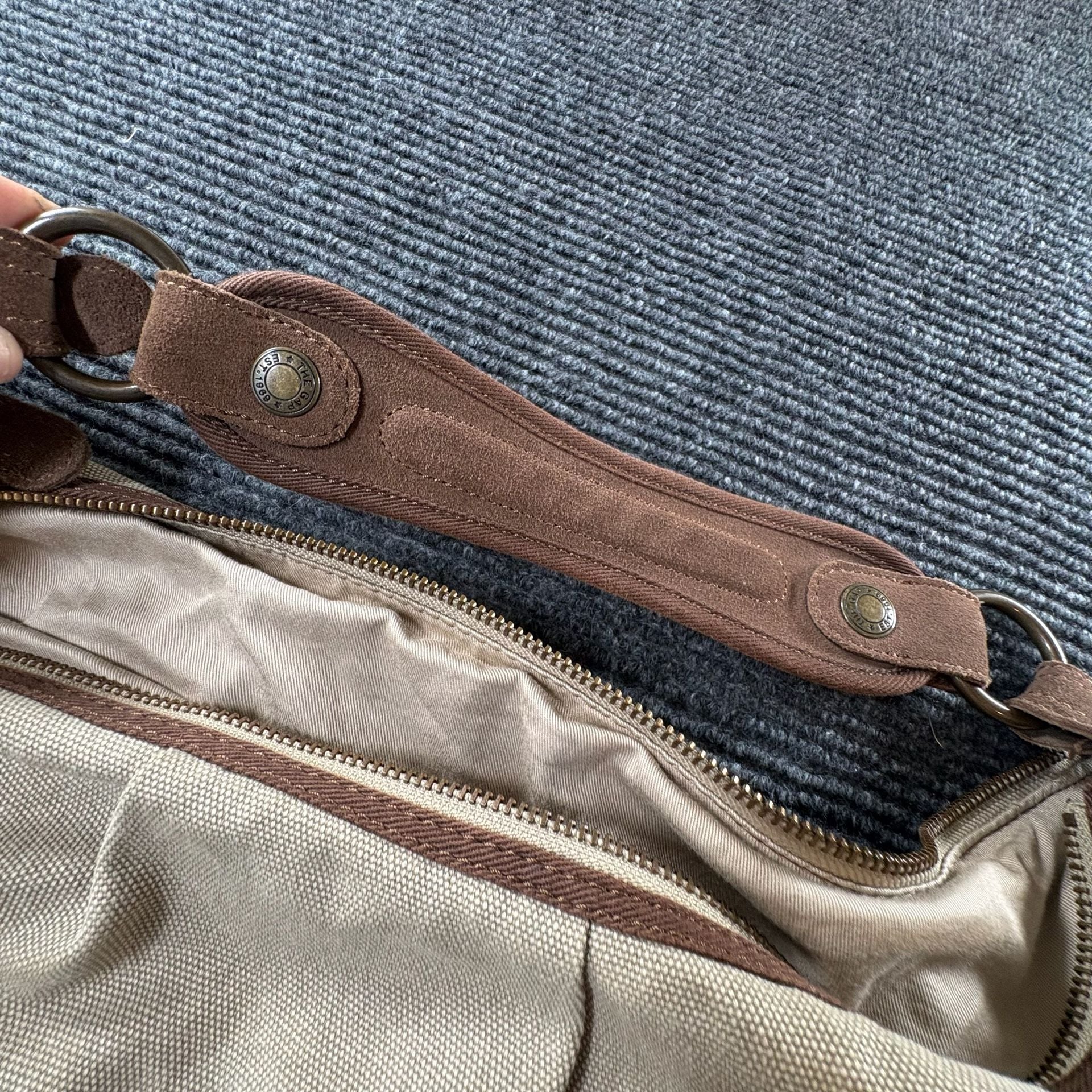 Gap Classic Canvas Brown Suede Shoulder Hobo Bag 10