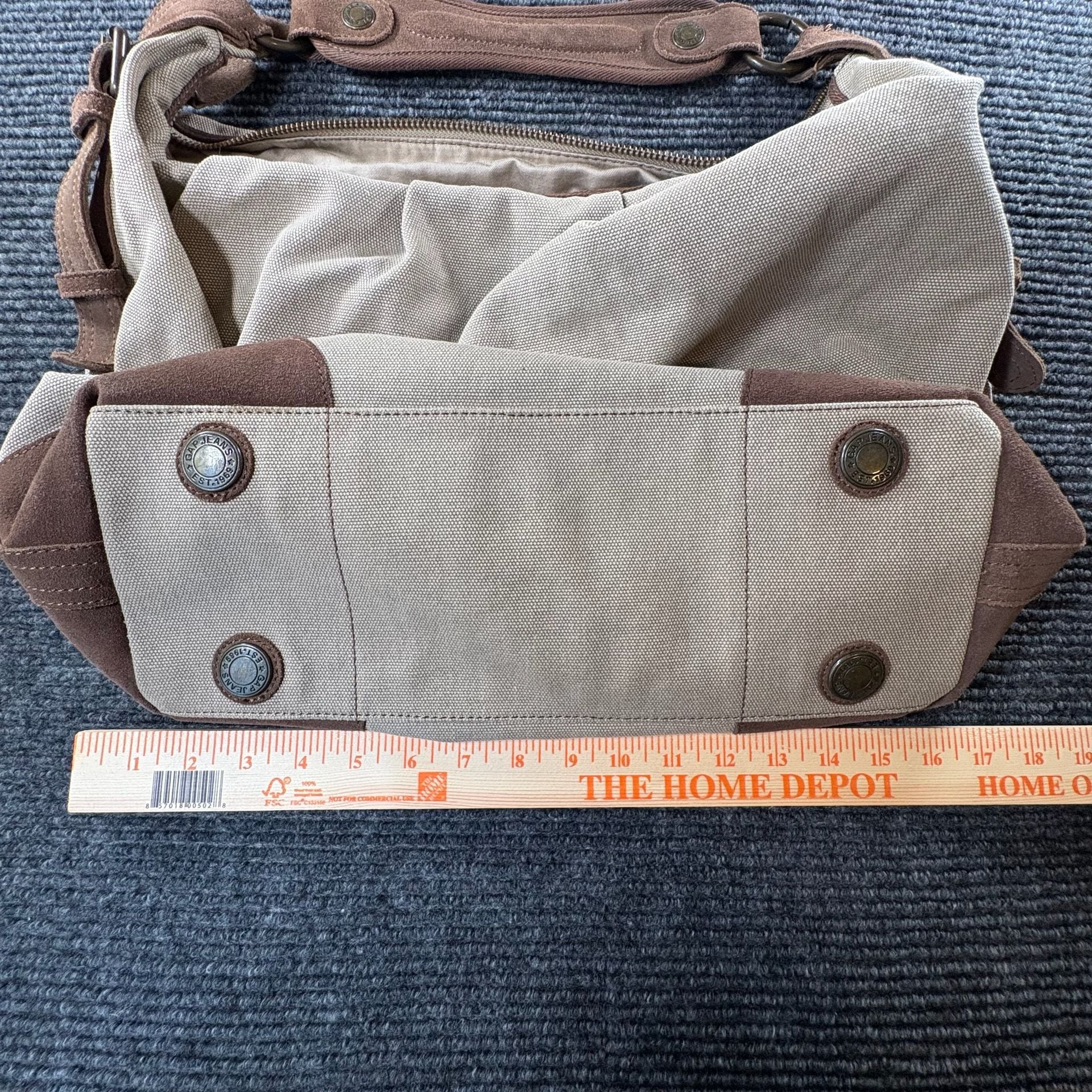 Gap Classic Canvas Brown Suede Shoulder Hobo Bag 12