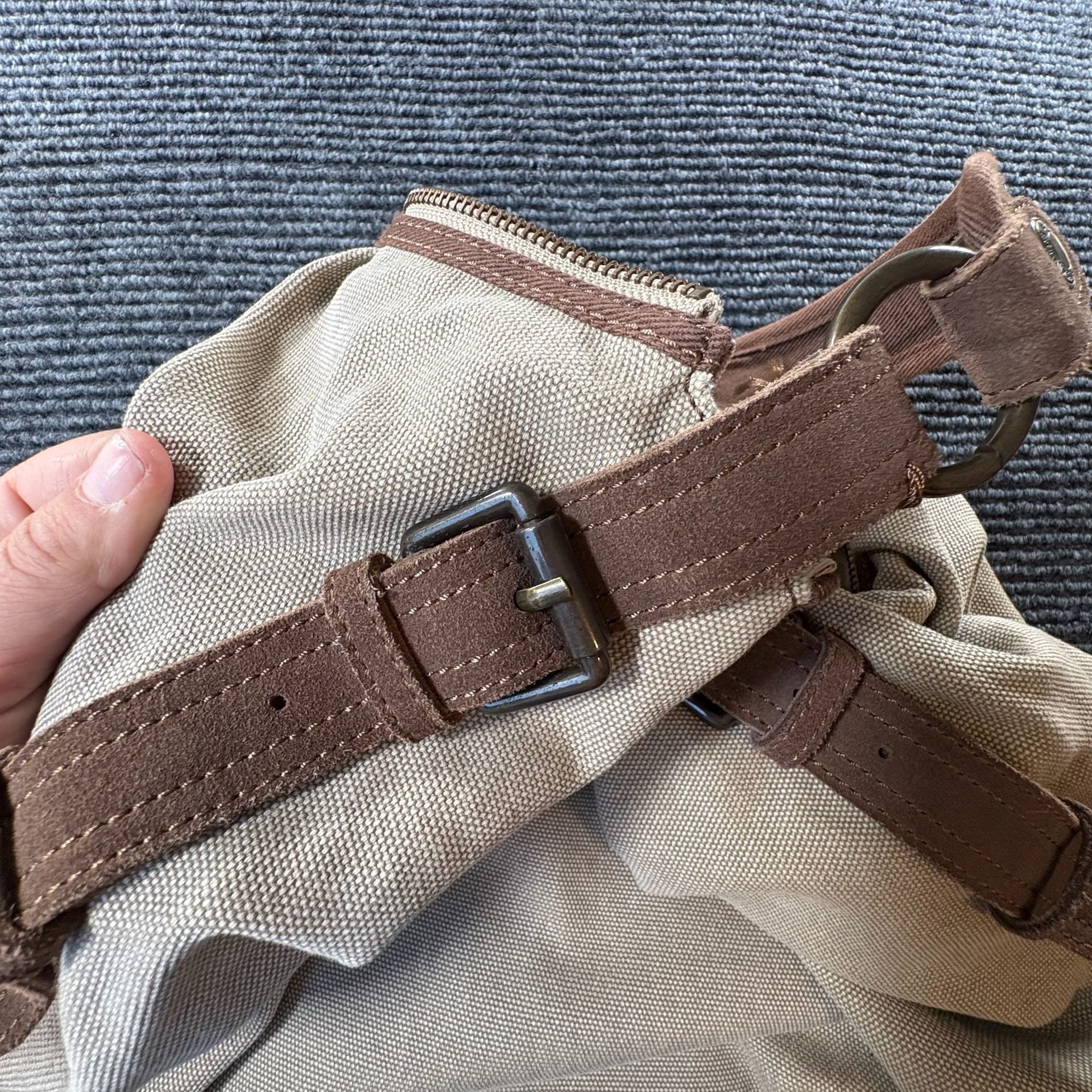Gap Classic Canvas Brown Suede Shoulder Hobo Bag 15