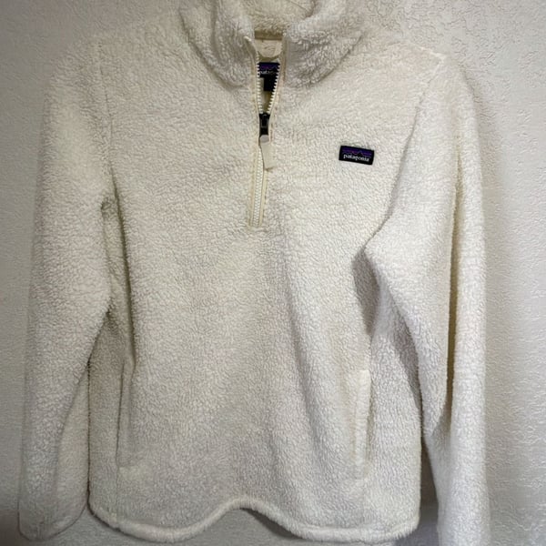 Patagonia Los Gatos 1/4-Zip Fleece Pullover XXL 16-18 White Cream