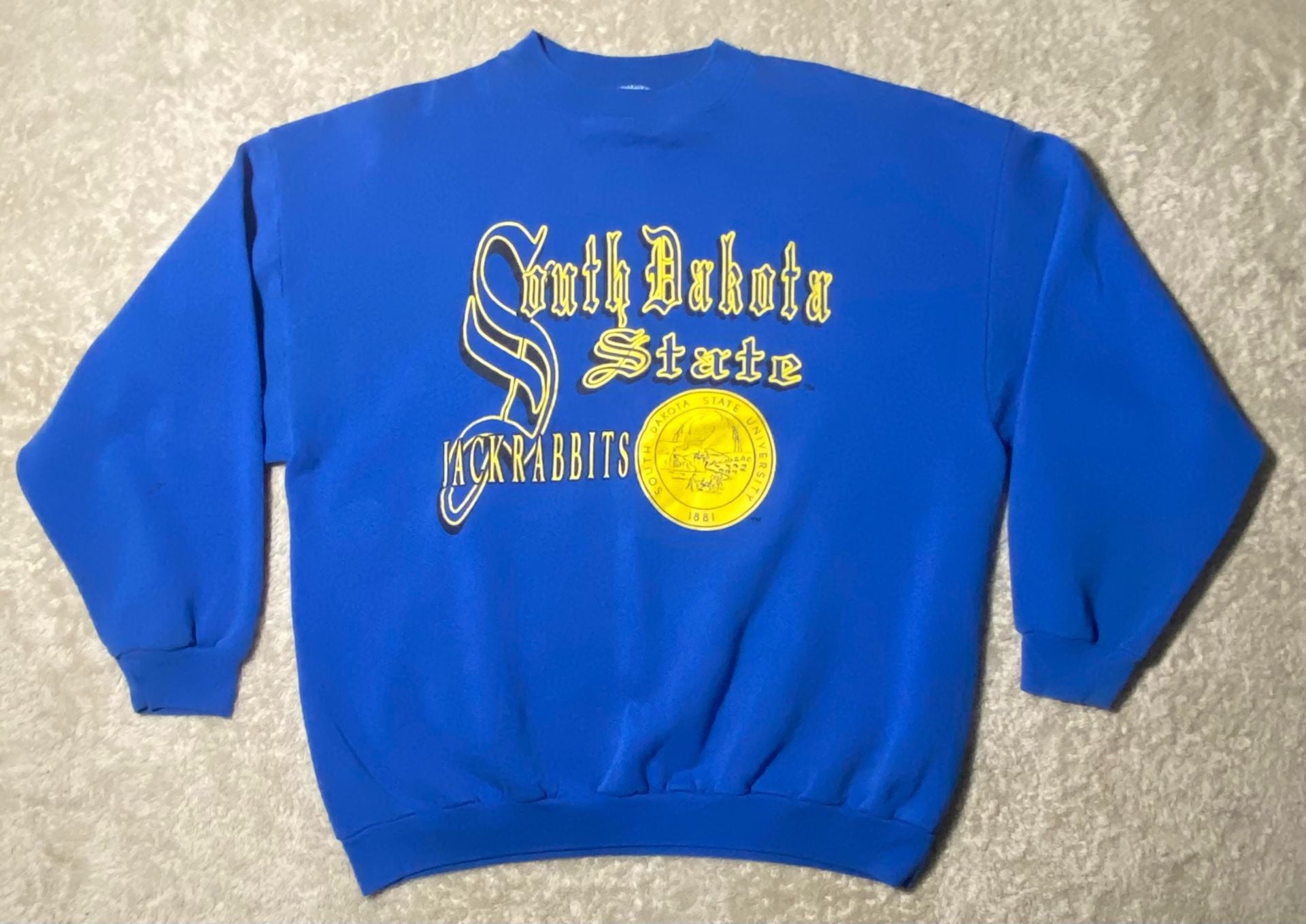 Vintage South Dakota State Jackrabbits Sweatshirt Tultex X-Large Blue Crewneck 2