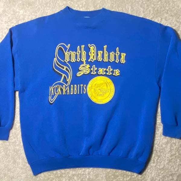 Vintage South Dakota State Jackrabbits Sweatshirt Tultex X-Large Blue Crewneck