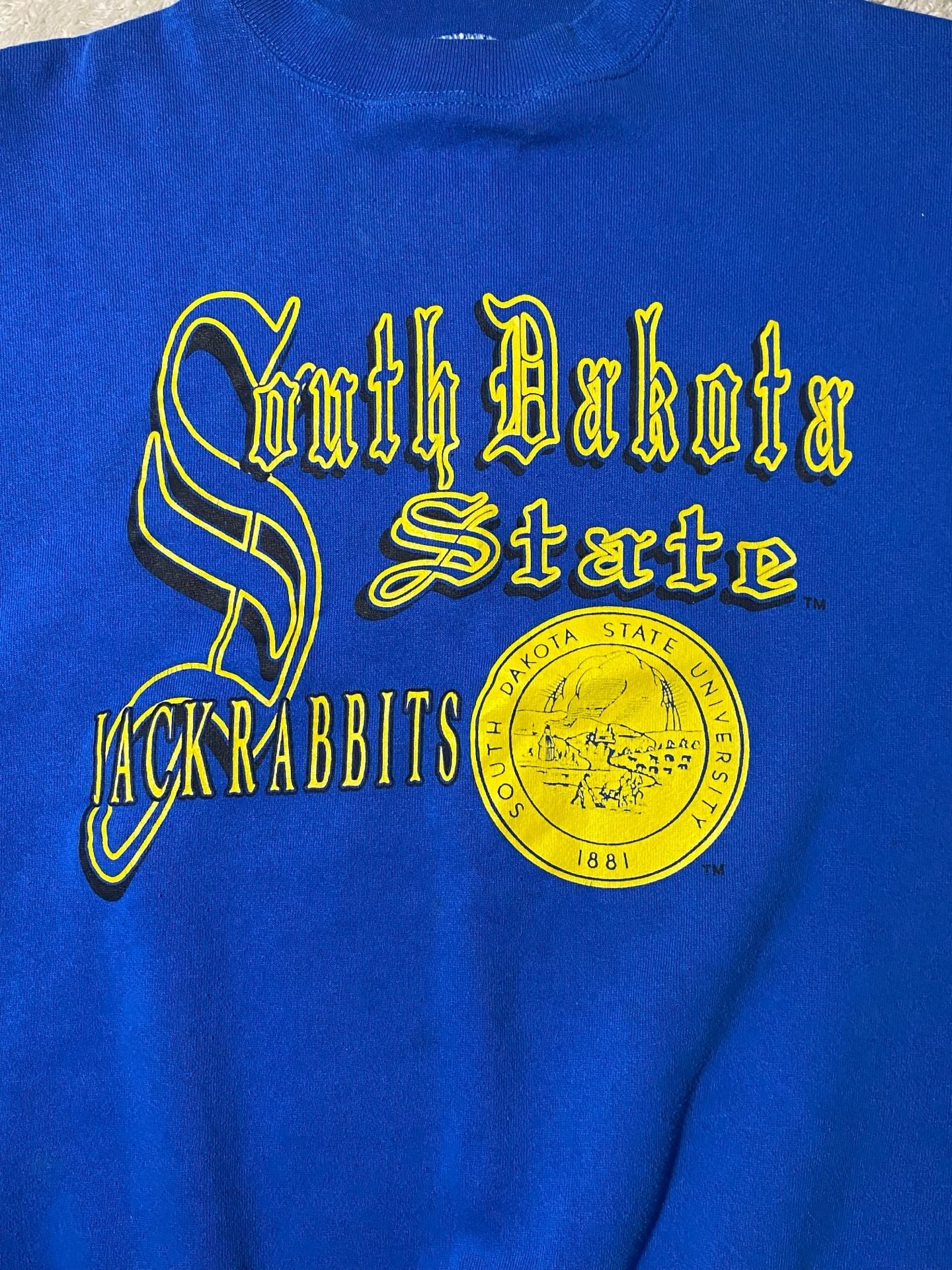 Vintage South Dakota State Jackrabbits Sweatshirt Tultex X-Large Blue Crewneck 5