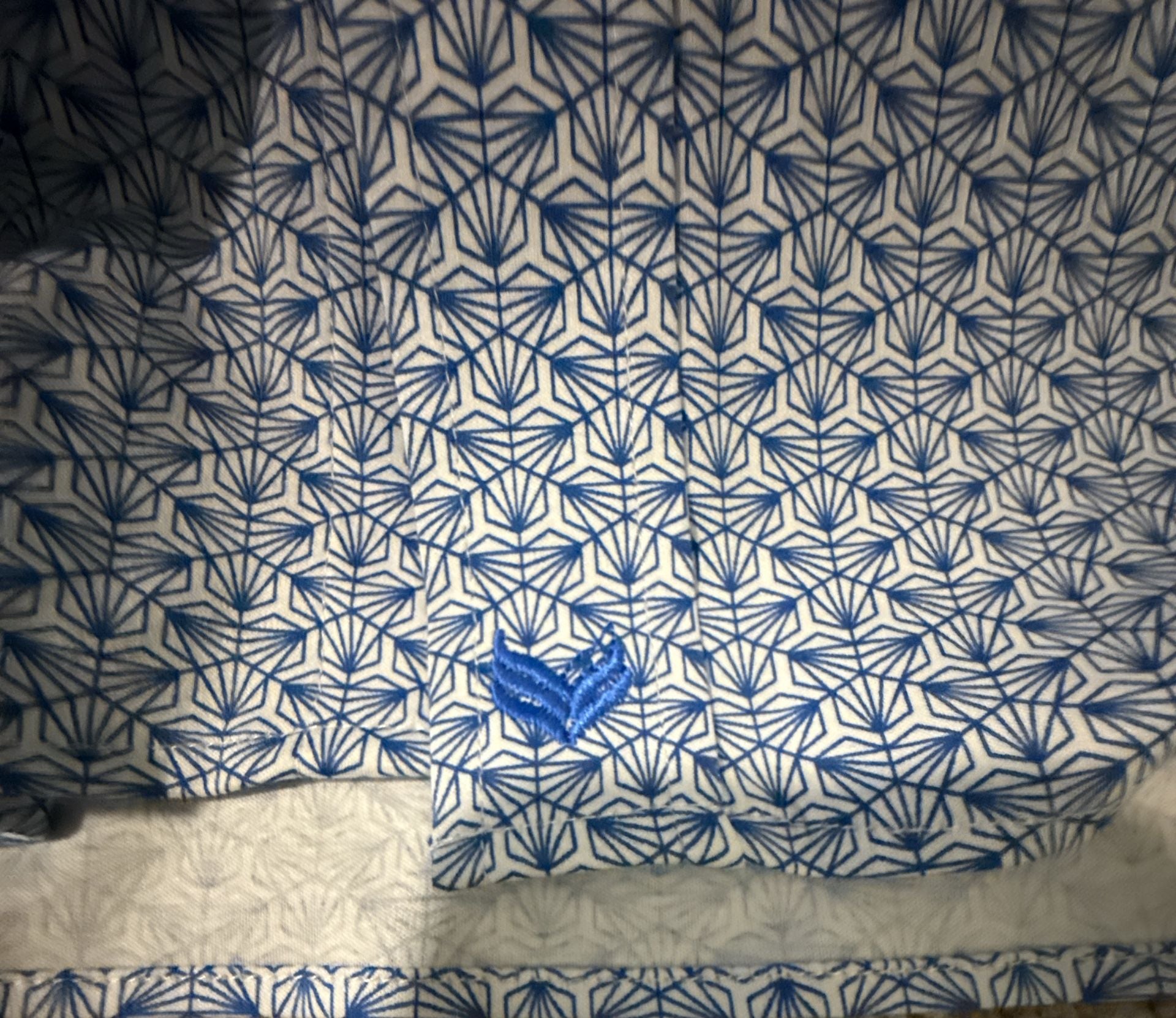 Buttercloth Short Sleeve Button Up Shirt Size 3X Tall Fit Blue Geometric 4