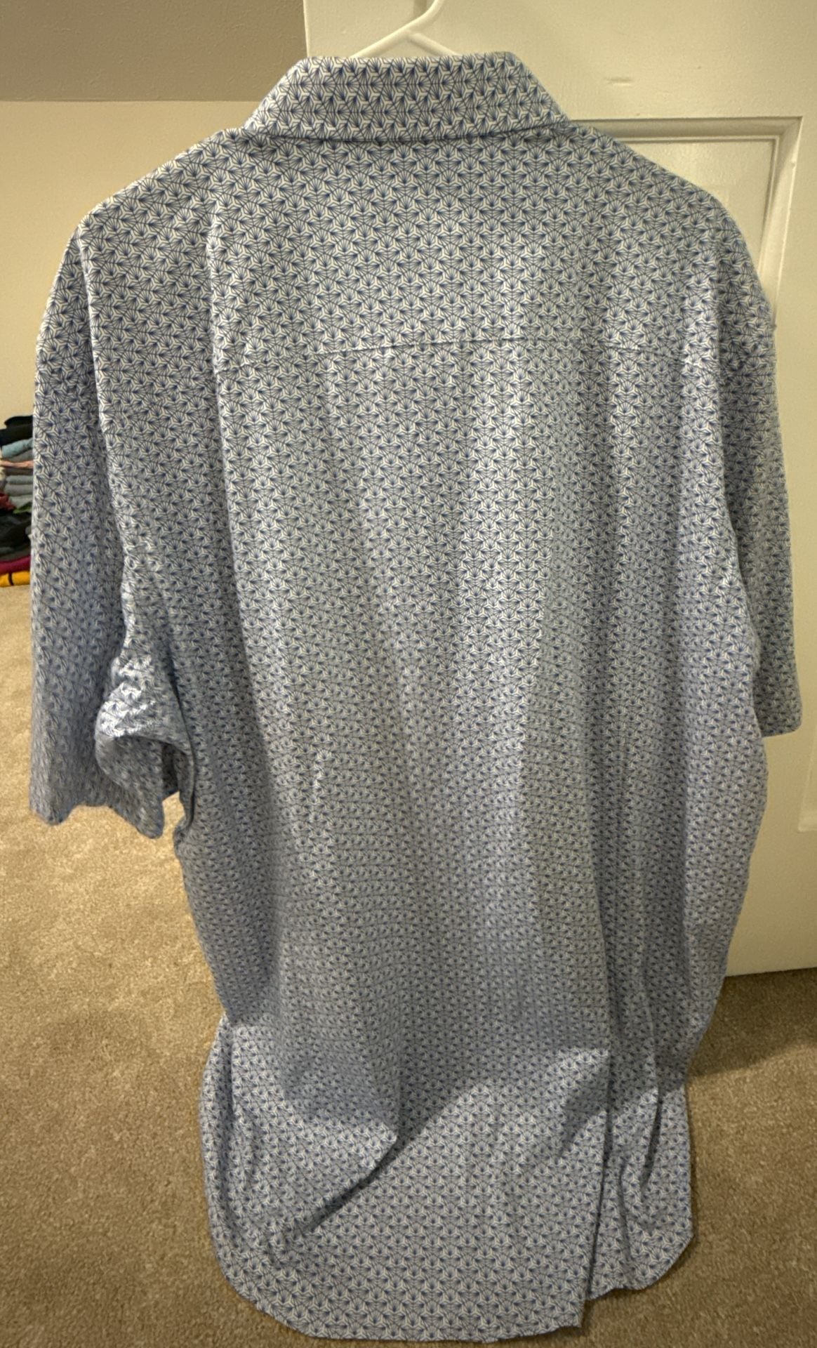 Buttercloth Short Sleeve Button Up Shirt Size 3X Tall Fit Blue Geometric 5