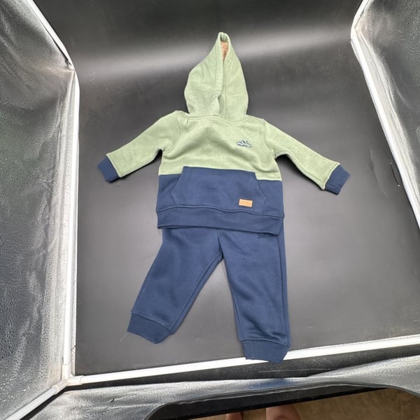 Eddie Bauer 2-Piece Hoodie Jogger Set Size 12M Green Blue