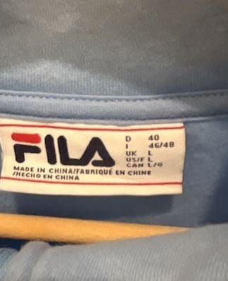 Fila Quarter Zip Sweatshirt Size L Blue White Black Chevron 3