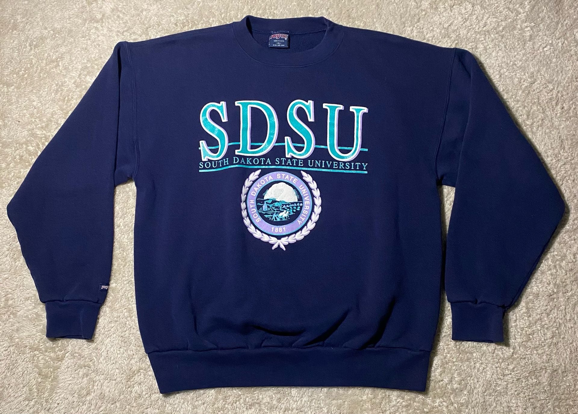 Vintage South Dakota State University SDSU Jansport Sweatshirt Size XL Navy 2