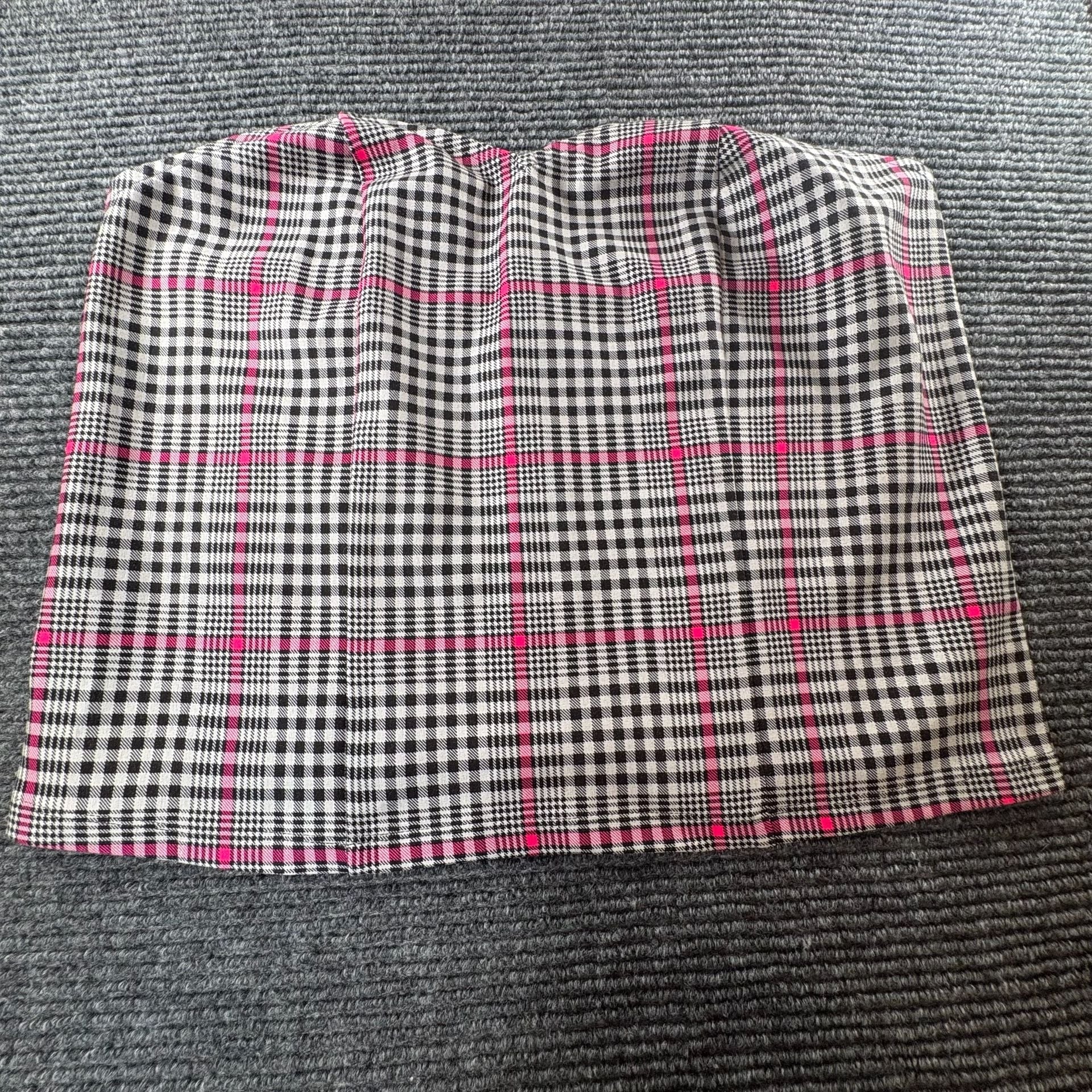 Torrid Plaid Sweetheart Tube Top Size 1 Pink Black White 2