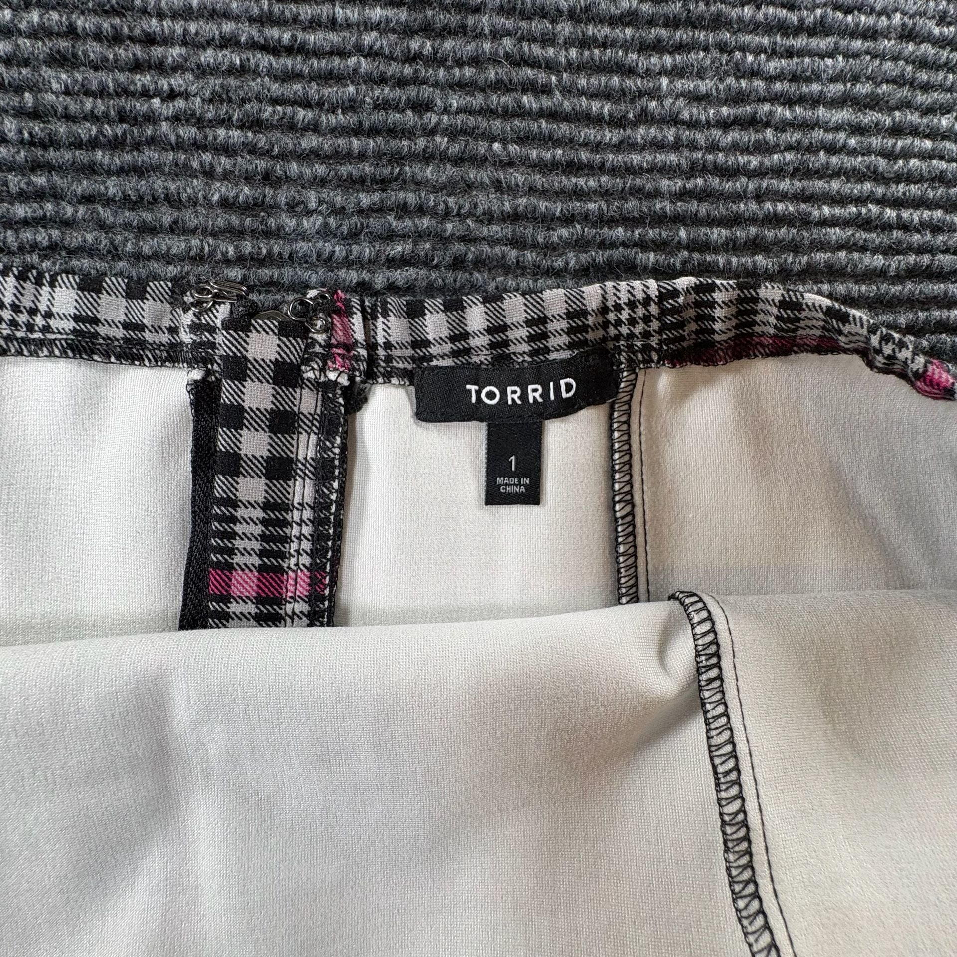 Torrid Plaid Sweetheart Tube Top Size 1 Pink Black White 3