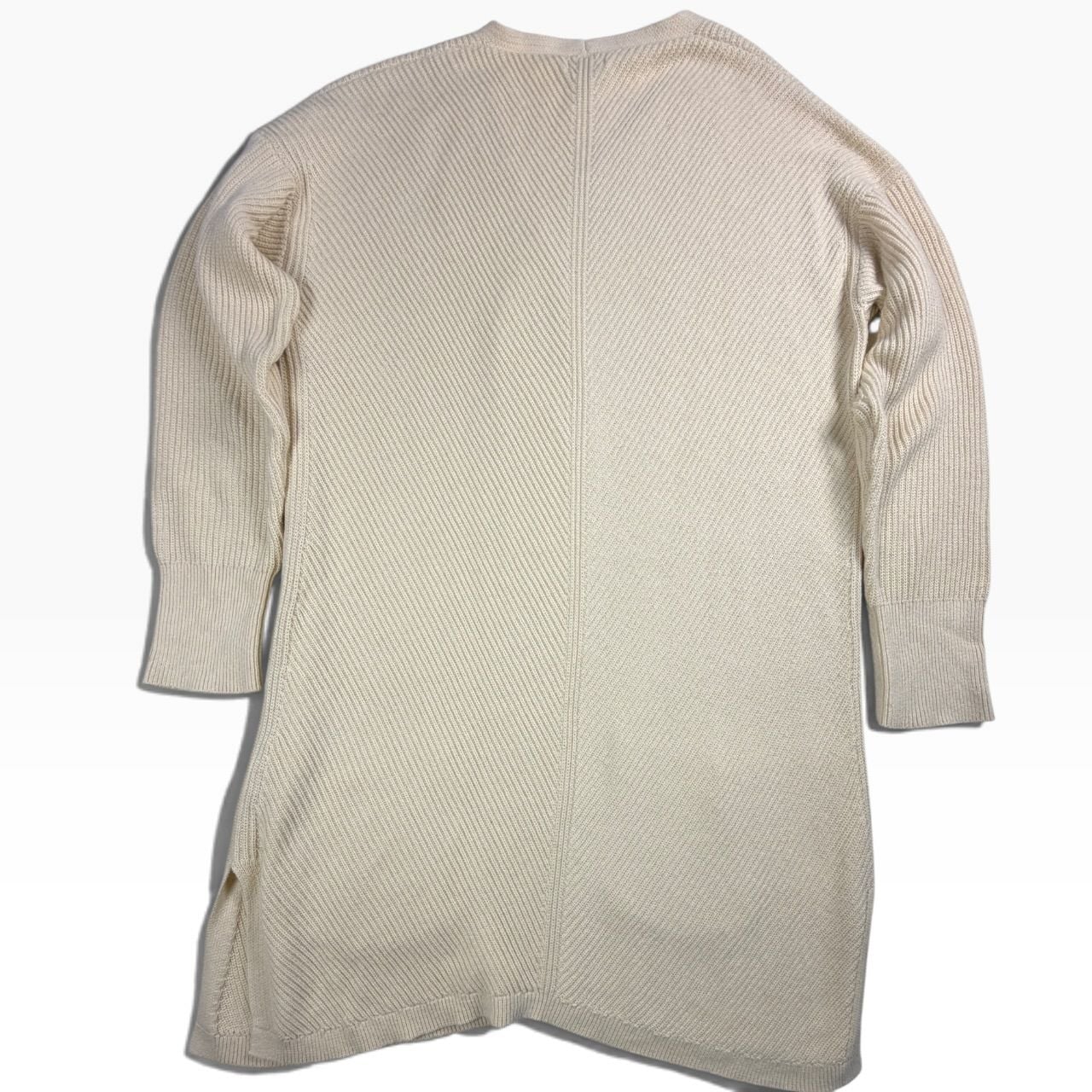 LL Bean ivory longline rib knit duster cardigan M 3