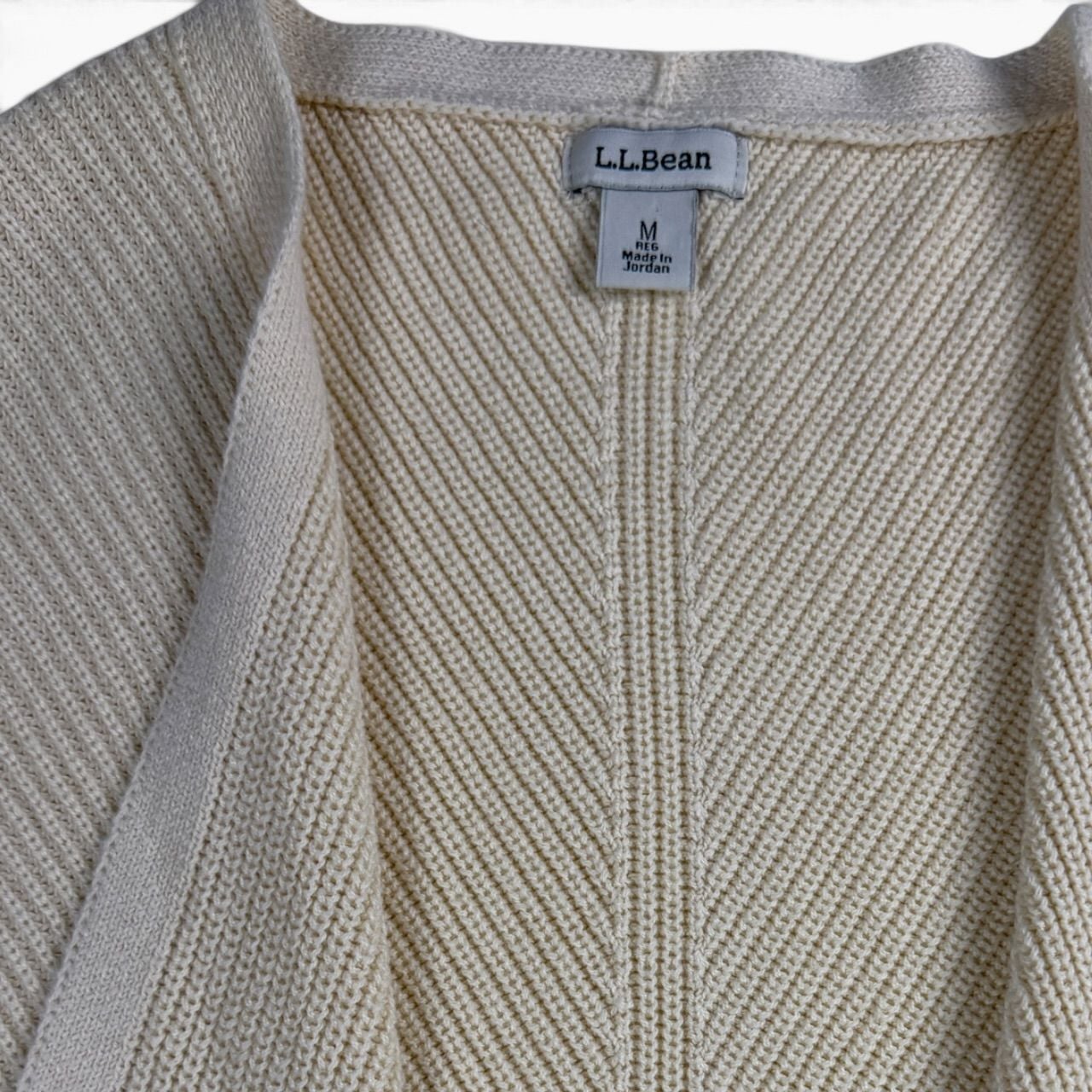 LL Bean ivory longline rib knit duster cardigan M 4