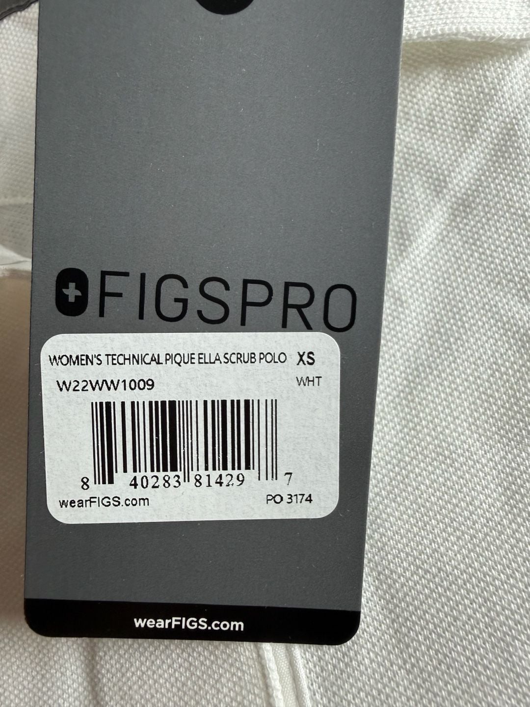 Figs Women’s Pique Polo Scrub Shirt with Cap Sleeves Size L White 8