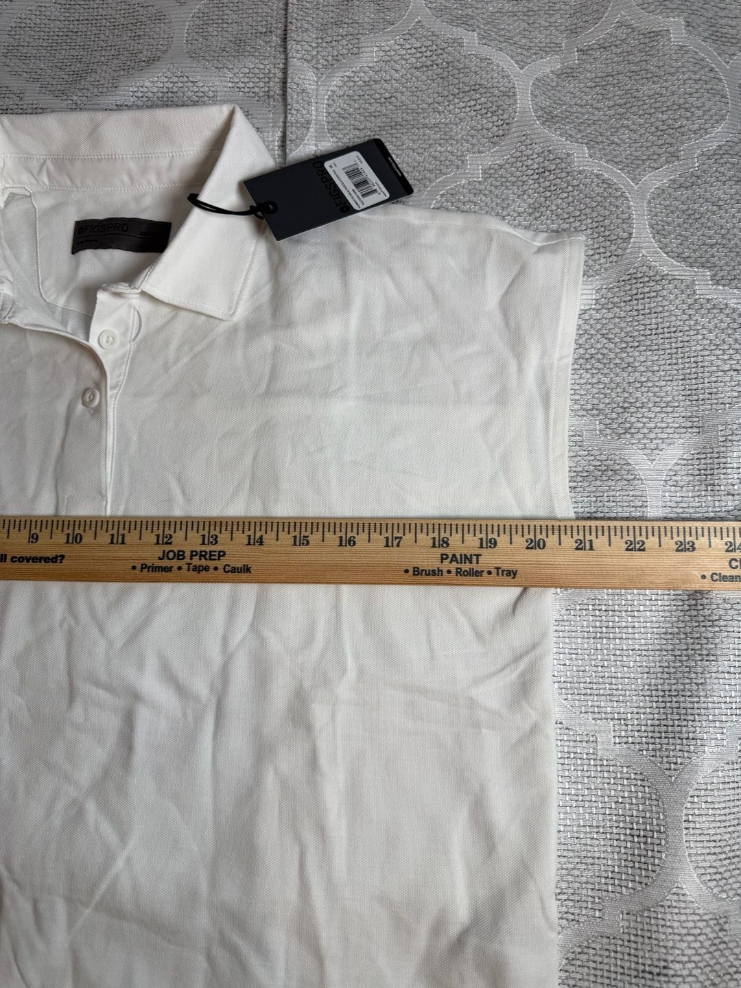 Figs Women’s Pique Polo Scrub Shirt with Cap Sleeves Size L White 11