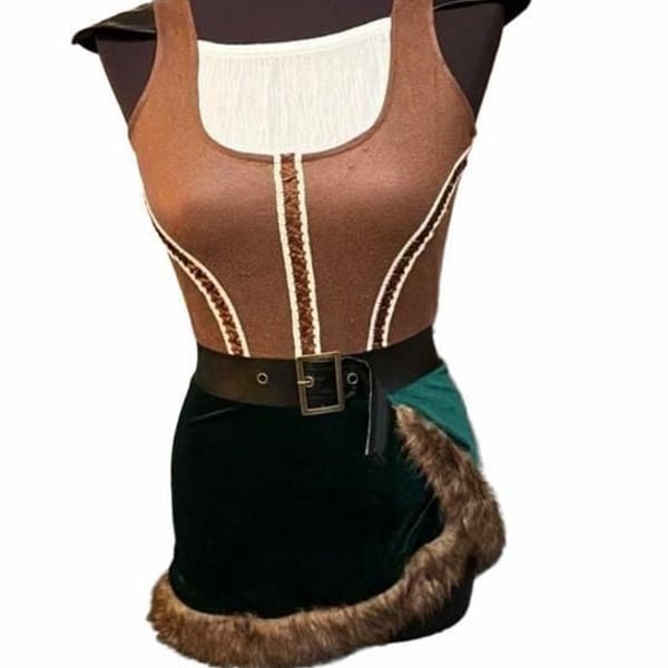Medieval Renaissance Corset Dress Green Velvet Costume