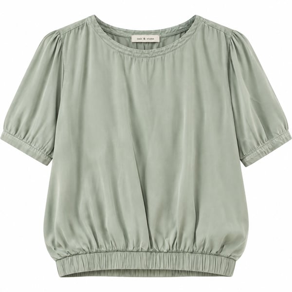 Cloth & Stone Blouse Size S Green EcoVero Short Sleeve (q1)