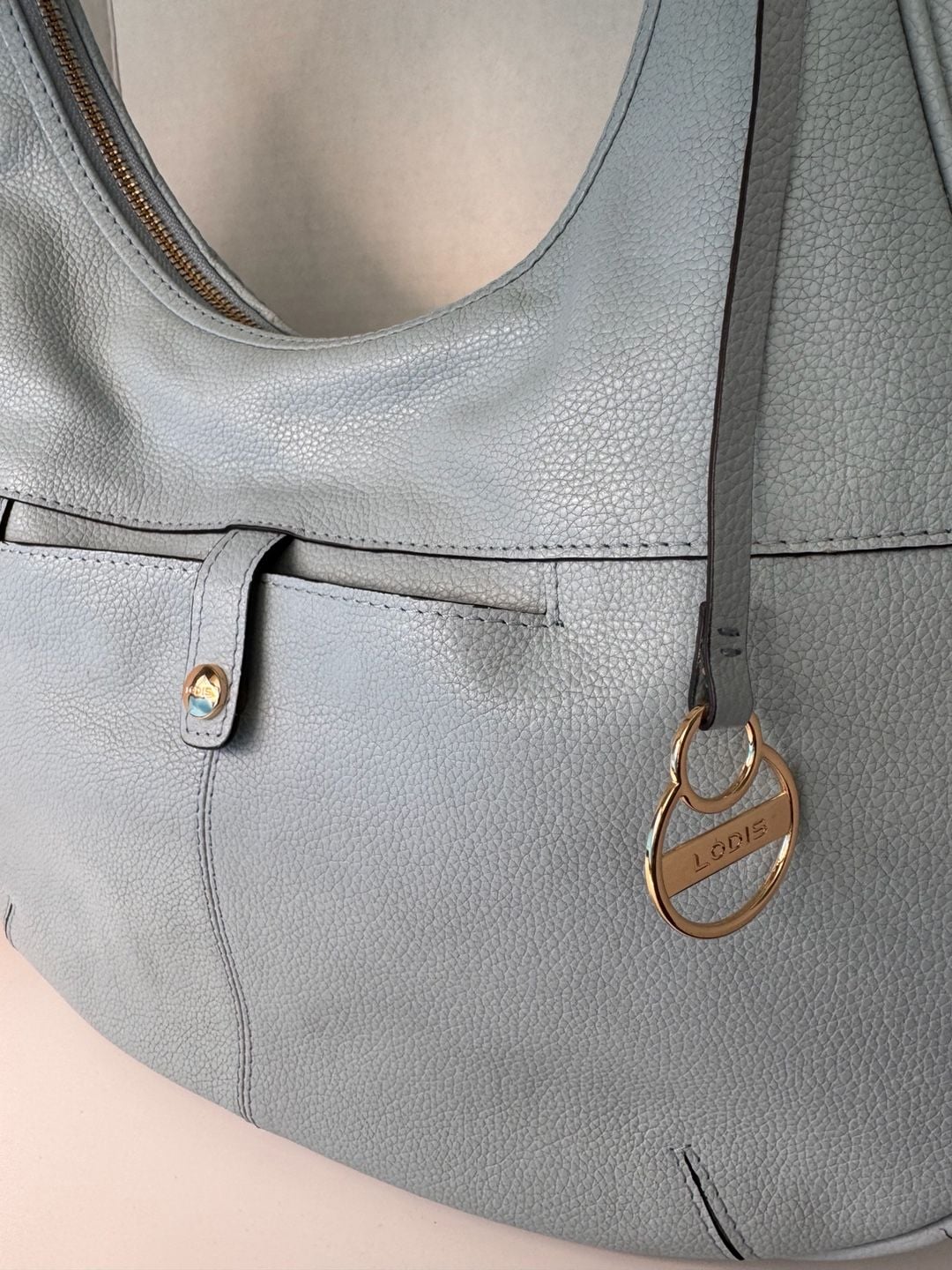 Lodis Woven Leather Hobo Shoulder Bag Light Blue 7