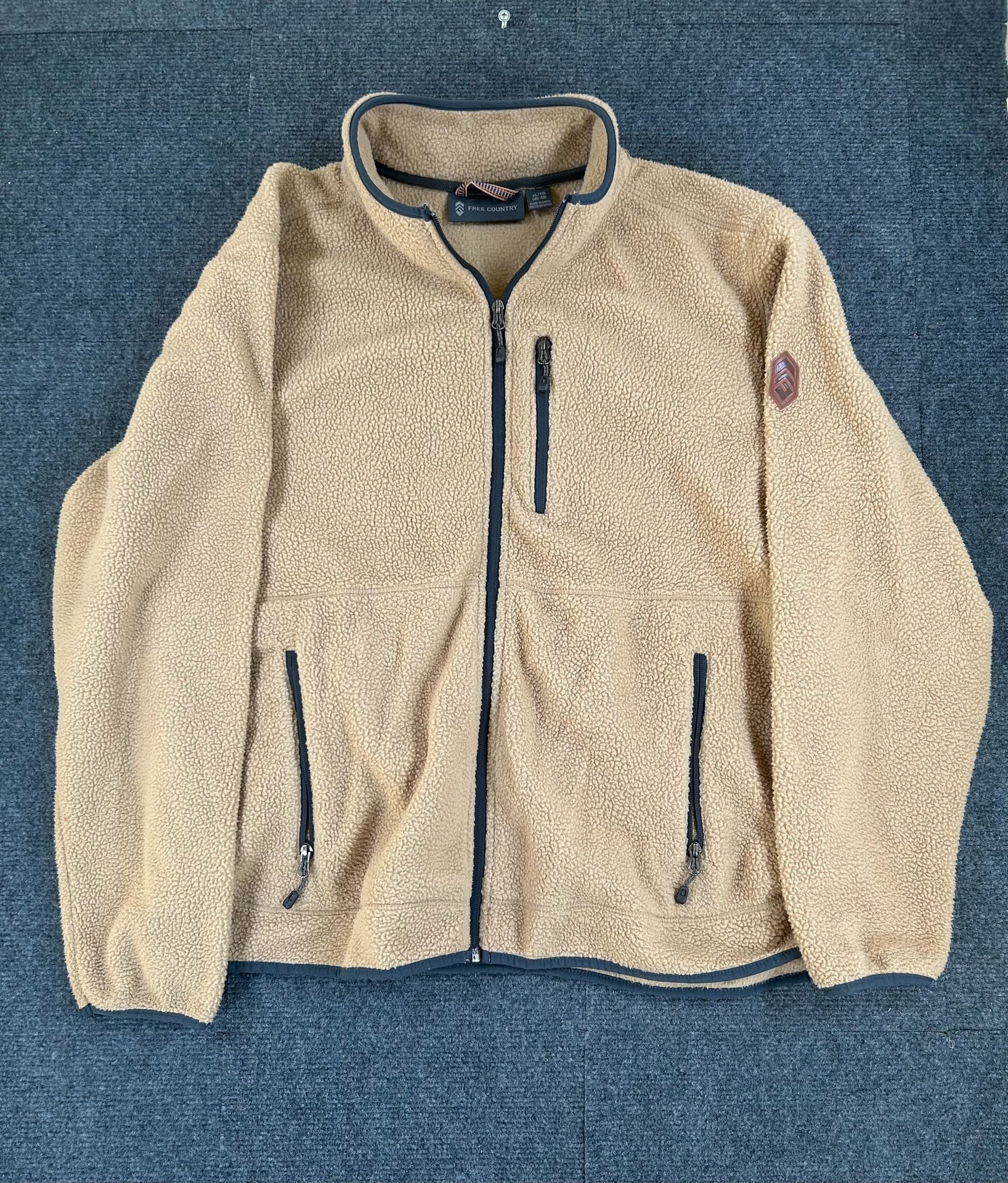 Free Country Highland Sherpa Jacket Size XL Beige Full Zip Fleece 2