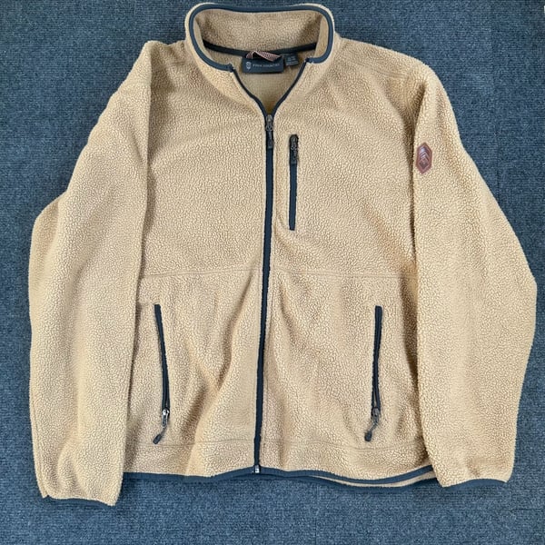 Free Country Highland Sherpa Jacket Size XL Beige Full Zip Fleece