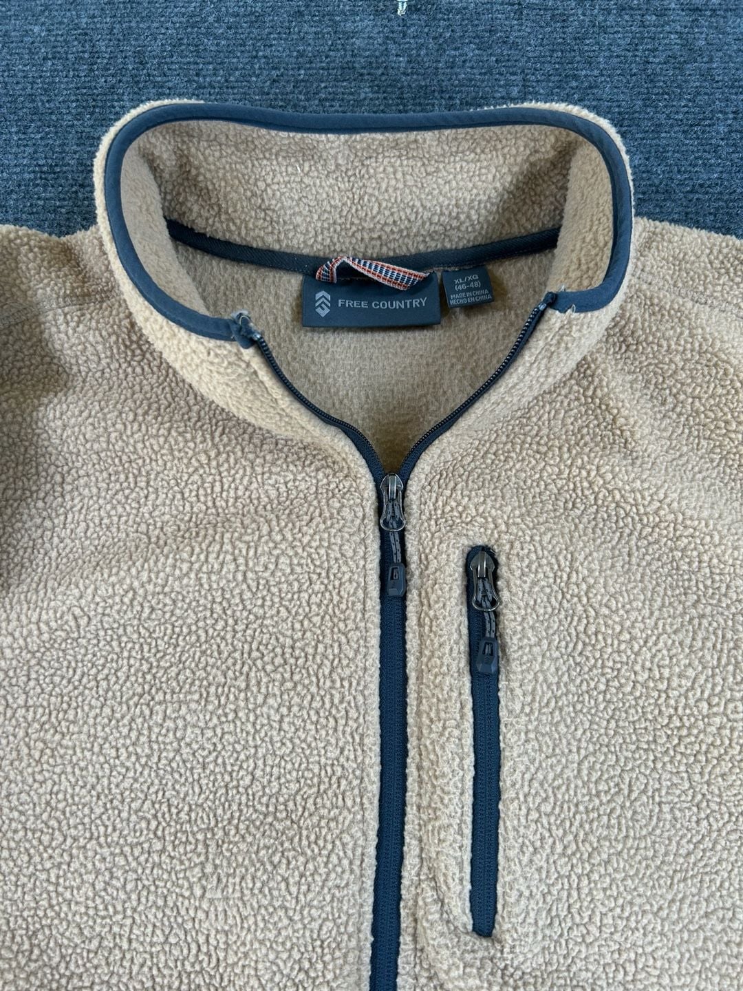 Free Country Highland Sherpa Jacket Size XL Beige Full Zip Fleece 3