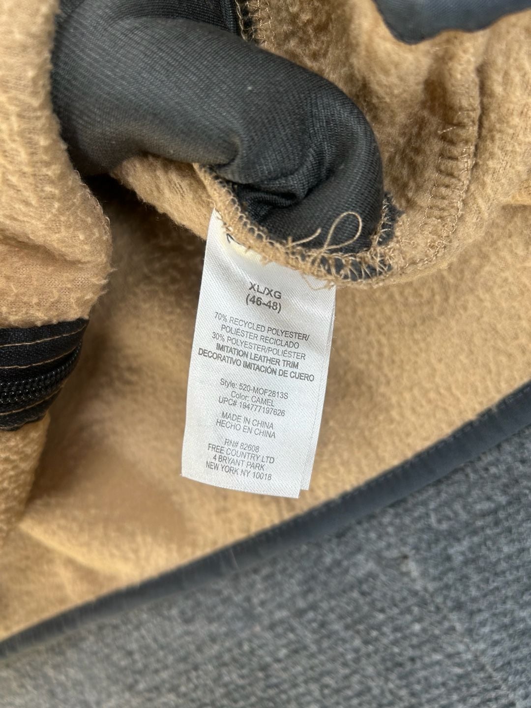Free Country Highland Sherpa Jacket Size XL Beige Full Zip Fleece 9