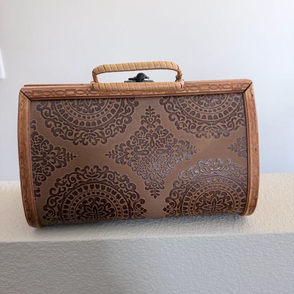 Vintage Carved Wood Mandala Box Purse