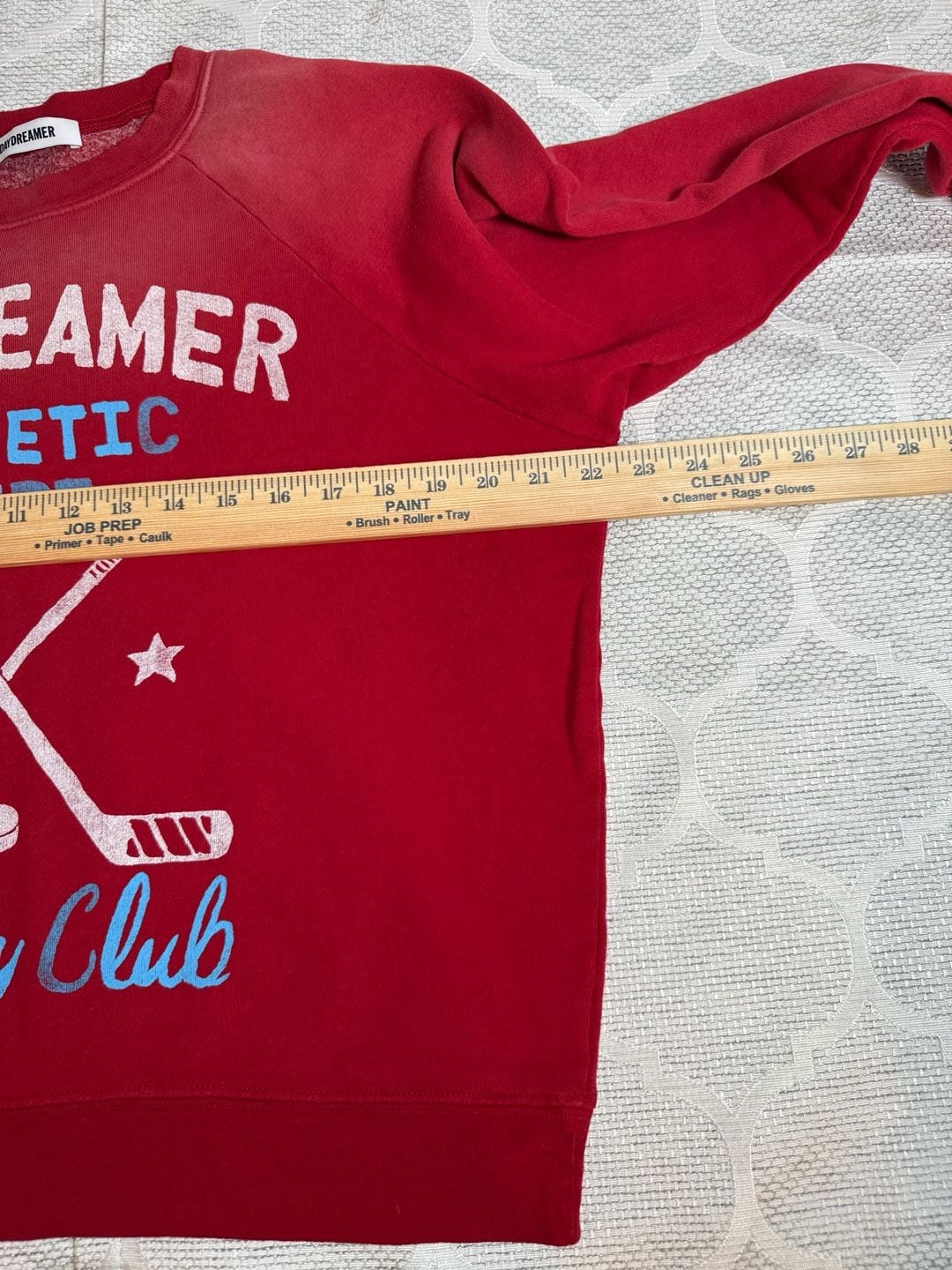 Daydreamer Distressed Athletic Dept Hockey Club Sweatshirt Red 10