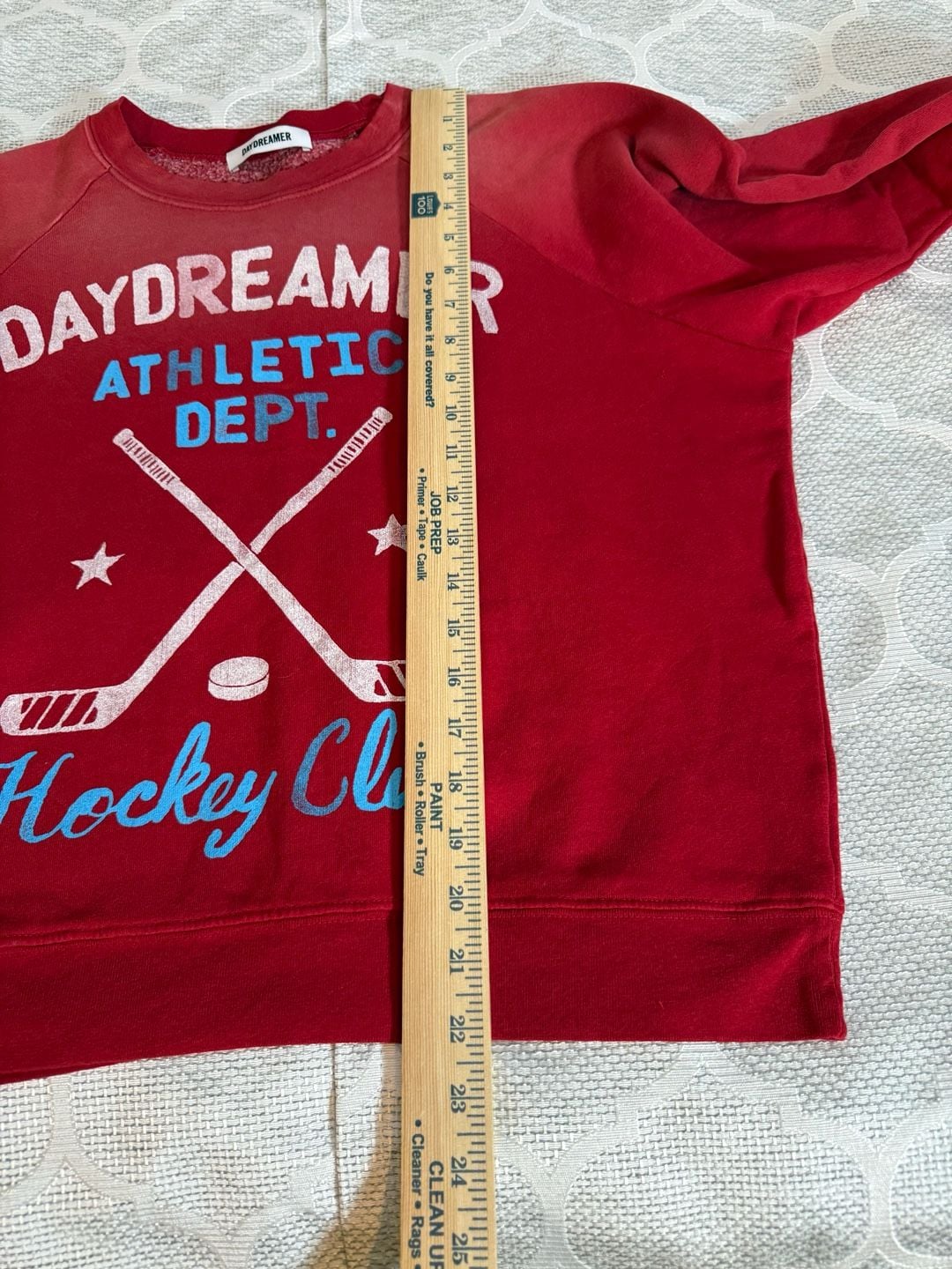 Daydreamer Distressed Athletic Dept Hockey Club Sweatshirt Red 11