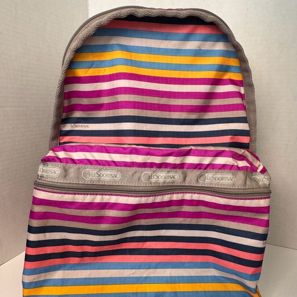 Lesportsac Multicolor Striped Nylon Backpack