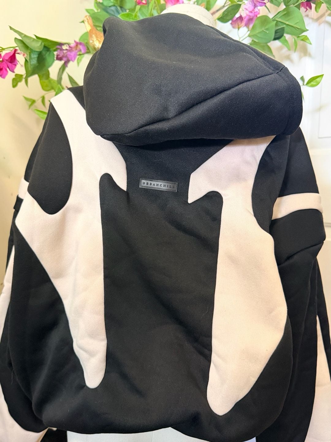 Manfinity Graphic Zip Up Hoodie Size M Black White Streetwear 3