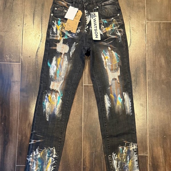 Watson Denim Painted Distressed Jeans Size 28x30