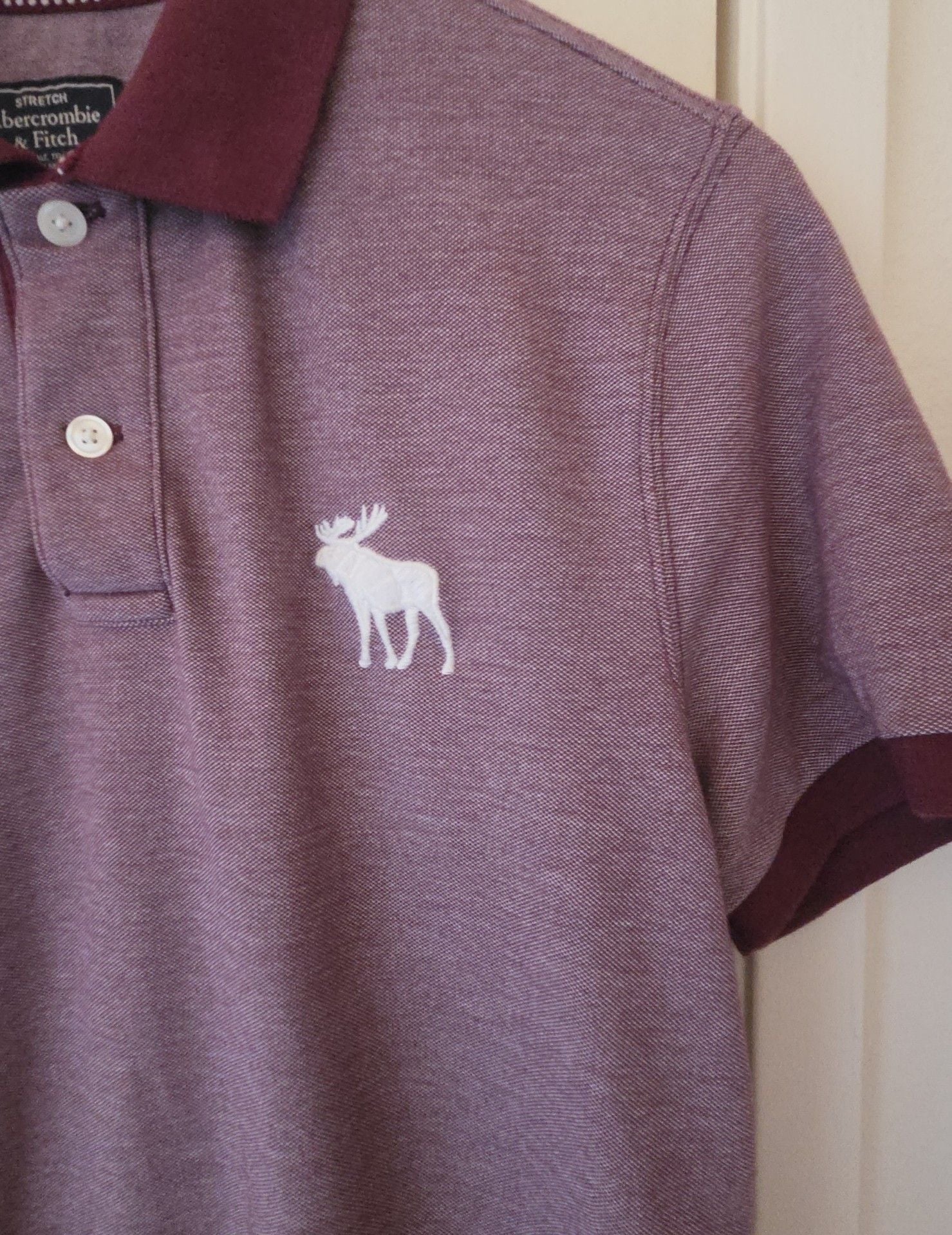 Abercrombie & Fitch Polo Shirt Size S Purple Burgundy Moose Logo 5