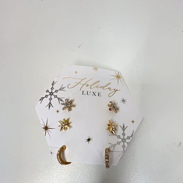 Giftcraft Holiday Luxe Gold Earring Set Star Snowflake Hoops New
