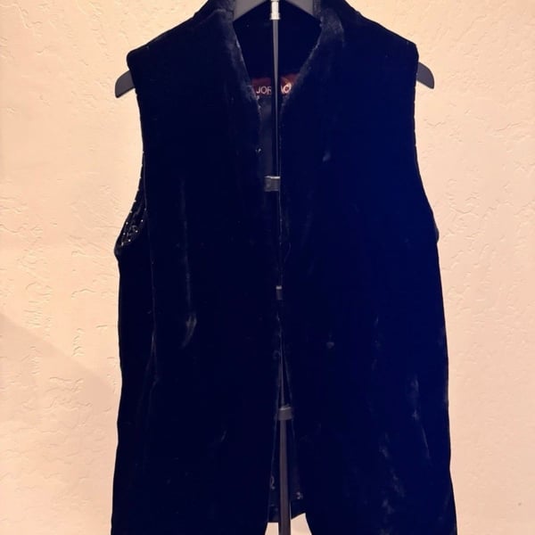 Vintage Jordache Faux Fur Vest Size 13-14 Black Studded Made In USA
