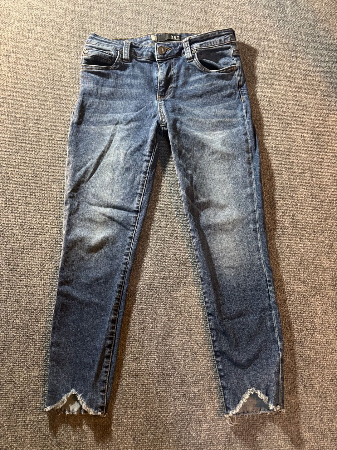 Kut From The Kloth Skinny Jeans Size 2 Blue Denim Raw Hem 2