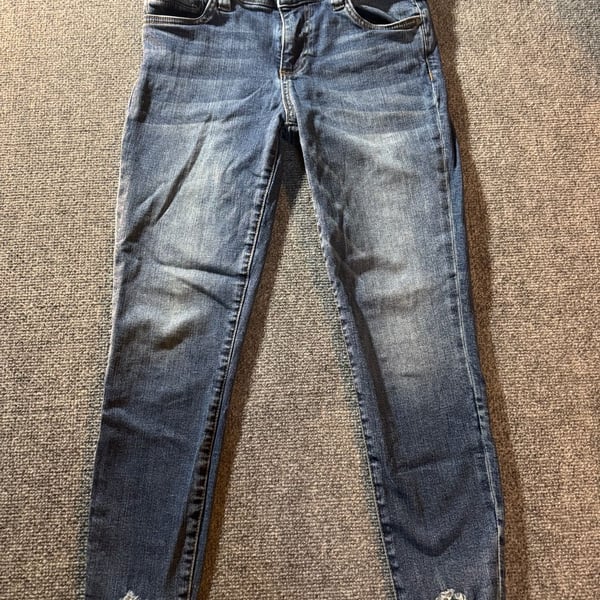 Kut From The Kloth Skinny Jeans Size 2 Blue Denim Raw Hem