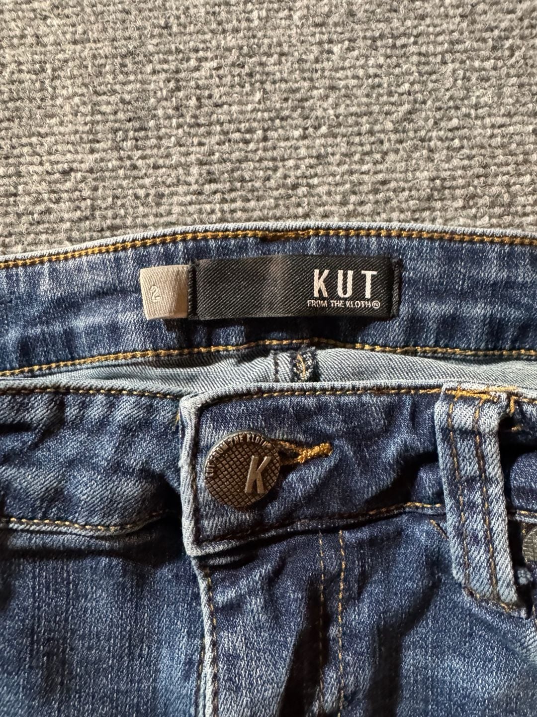 Kut From The Kloth Skinny Jeans Size 2 Blue Denim Raw Hem 5