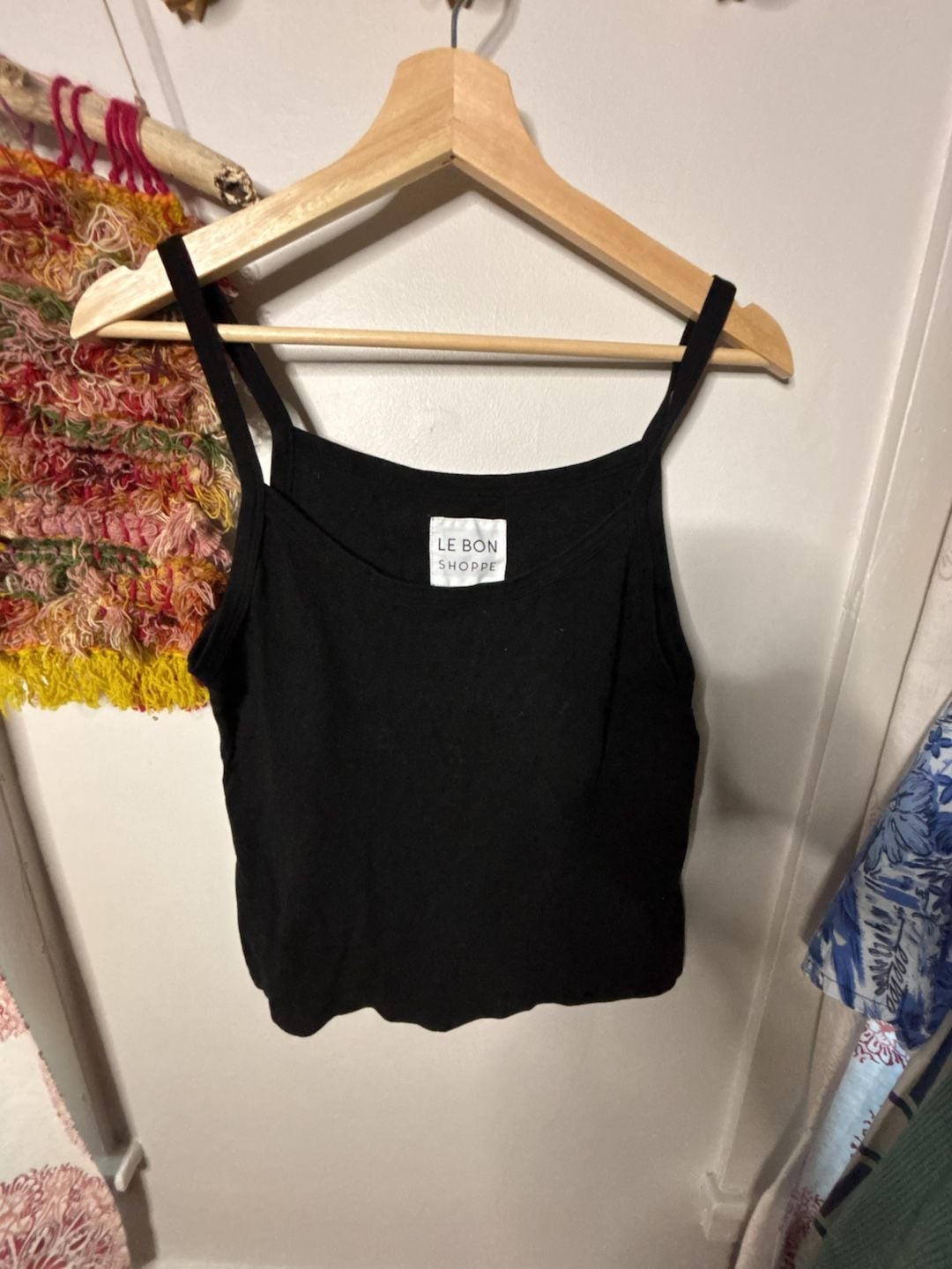 Le Bon Shoppe Tank Top Size M Black Organic Cotton Cami 2