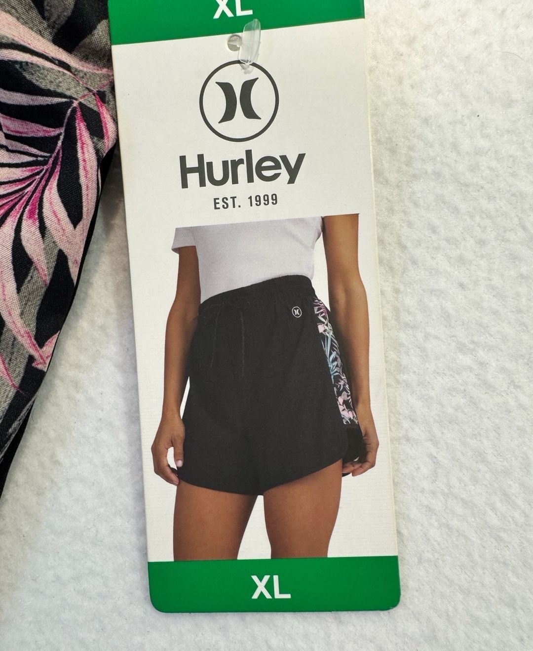 Hurley Women’s XL Black Palm Print Running Shorts Built-In Brief NWT 4